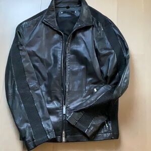 Armani Collezioni Black Leather Jacket